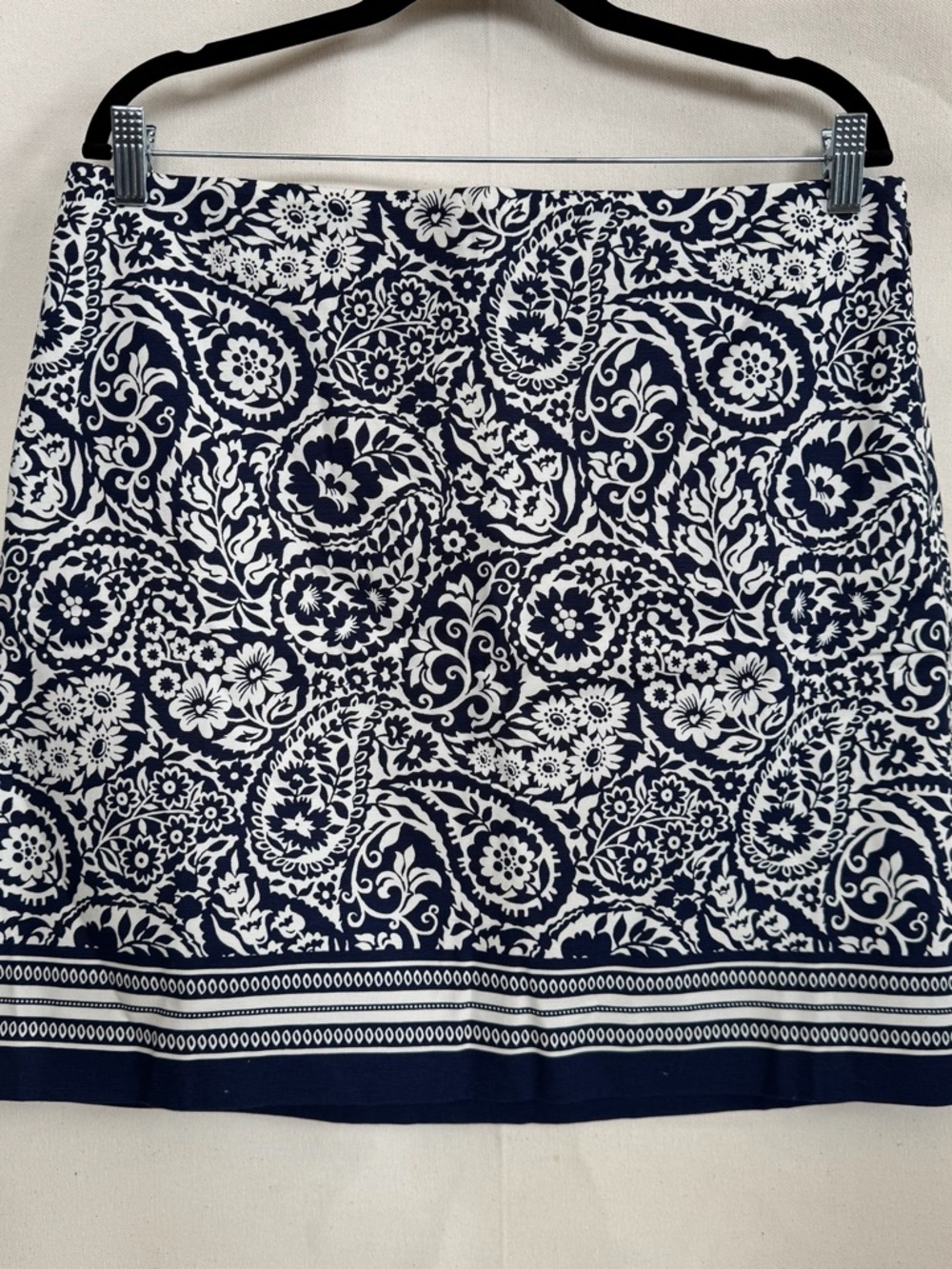 NWT Talbots Navy and White Paisley A-Line Skirt